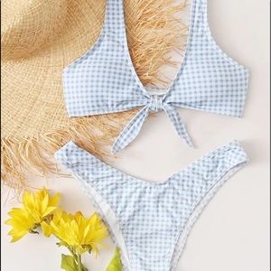 Blue checkered bikini!